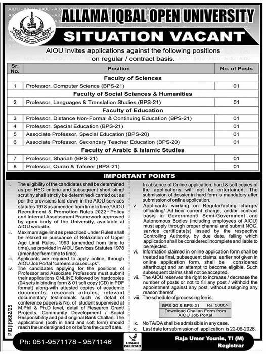 Allama Iqbal Open University Advertisement