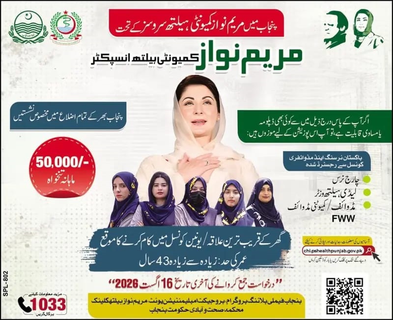 Maryam Nawaz Community Health Inspector Program Advertisement